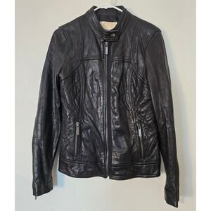 Michael Kors Leather Jacket Womens Small Black